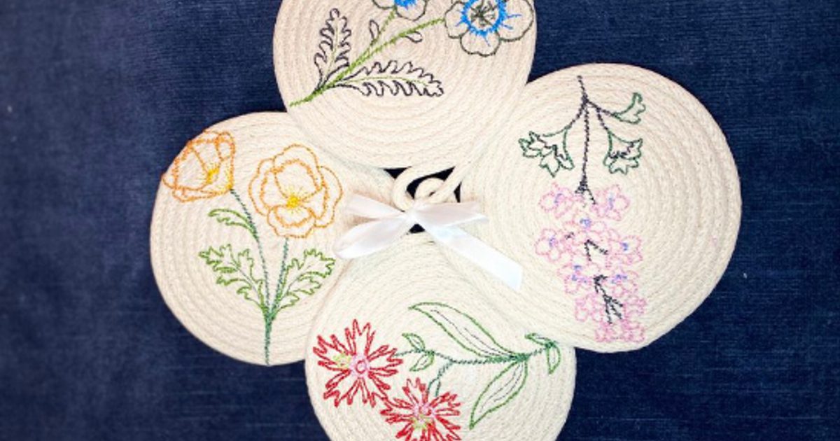 Embroidery Rope Fom Machine Embroidered Rope Coasters | Montavilla Sewing Centers