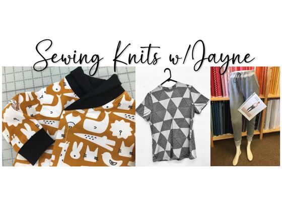 Sewing knit fabrics and stretch garment tailoring workshop.