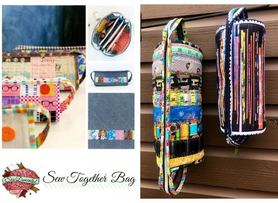 Multi pocket Sew Together fabric zipper bag.