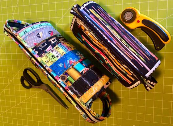 Multi pocket Sew Together fabric zipper bag.