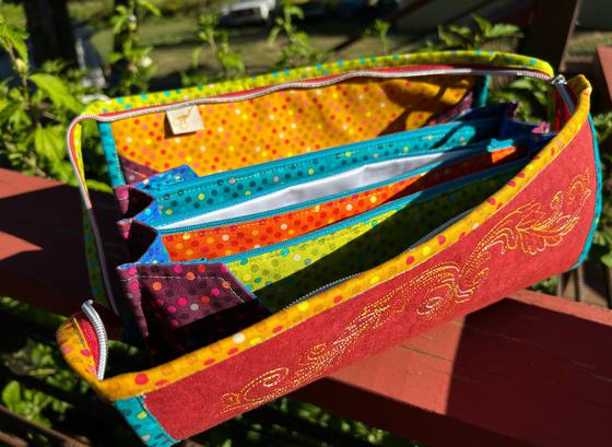 Multi pocket Sew Together fabric zipper bag.