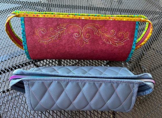 Multi pocket Sew Together fabric zipper bag.