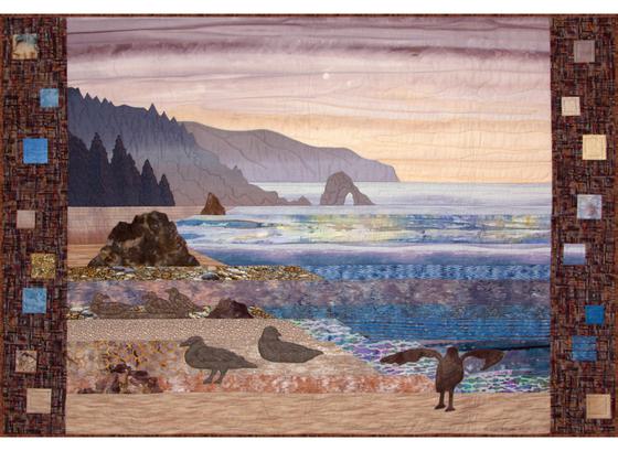 Strip Pieced Seascapes marine landscape quilt blocks.