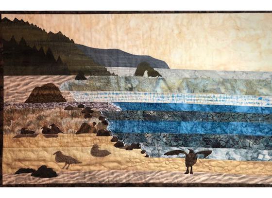 Strip Pieced Seascapes marine landscape quilt blocks.