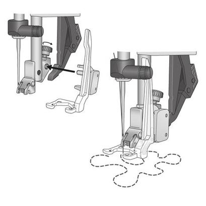Small thumbnail view of Janome custom stitching guide edge attachment foot module.