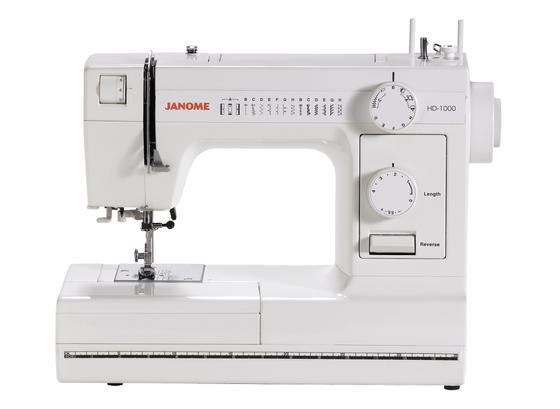 Janome HD-1000 heavy-duty mechanical all-metal frame home utility sewing machine.