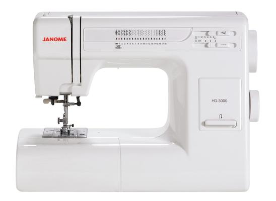 Janome HD-3000 heavy-duty mechanical home utility sewing and basic crafting machine.