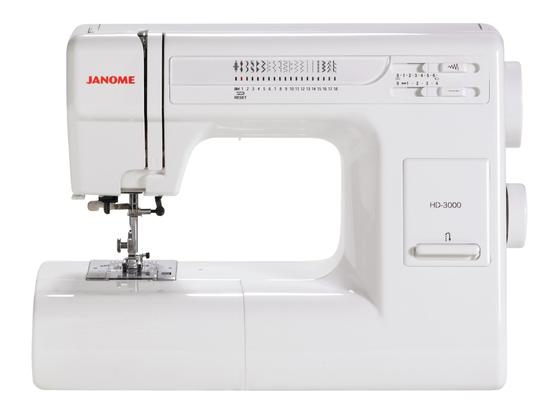 Janome HD-3000 heavy-duty mechanical home utility sewing and basic crafting machine.