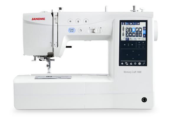 Janome Memory Craft 1000 sewing and embroidery machine on a white background.