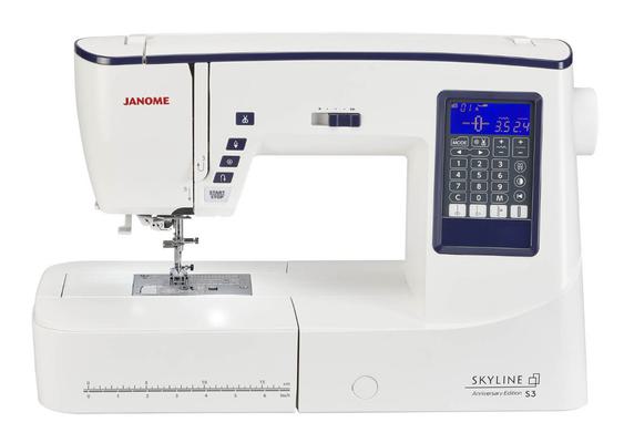 Janome Skyline S3 Anniversary Edition computerized sewing machine on a white background.