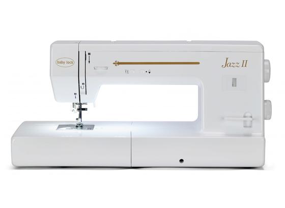 Baby Lock Jazz II quilting and sewing machine isolated on a white background.