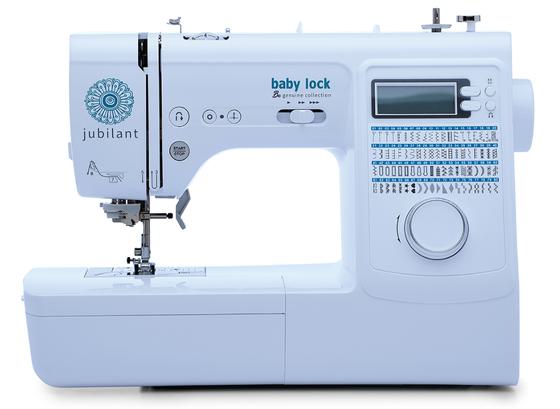 Baby Lock Jubilant computerized sewing machine isolated on a clean white background.