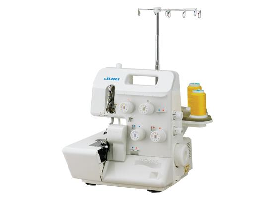 Juki MO-654DE portable 2-3-4 thread serger overlock machine isolated on a white background.