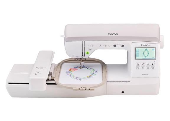Brother Innov-is NQ3550W combination sewing and embroidery machine isolated on white.