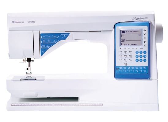 Husqvarna Viking Sapphire 930 computerized sewing machine featuring its signature blue accent panel.