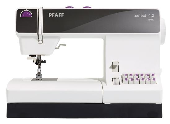 Pfaff Select 4.2 classic mechanical sewing machine isolated on a white background.