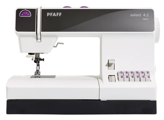 Pfaff Select 4.2 classic mechanical sewing machine isolated on a white background.