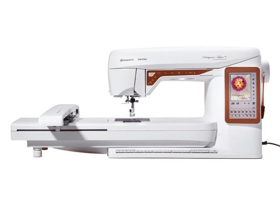 Husqvarna Viking Designer Topaz 40 sewing and embroidery machine isolated on a white background.