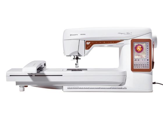 Husqvarna Viking Designer Topaz 40 sewing and embroidery machine isolated on a white background.