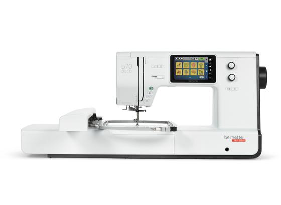 Bernette 70 DECO computerized embroidery-only machine isolated on a white background.